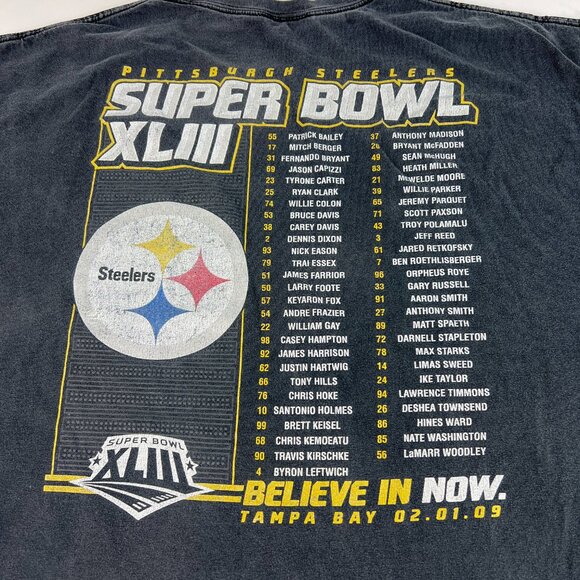 Reebok XLIII Super Bowl Champs Pittsburgh Steelers Shirt Extra Large Black Tee - Picture 12 of 16